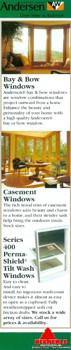 Beckerle Lumber Andersen Window Sale 
          Van Load Prices....  
          - Great Savings.