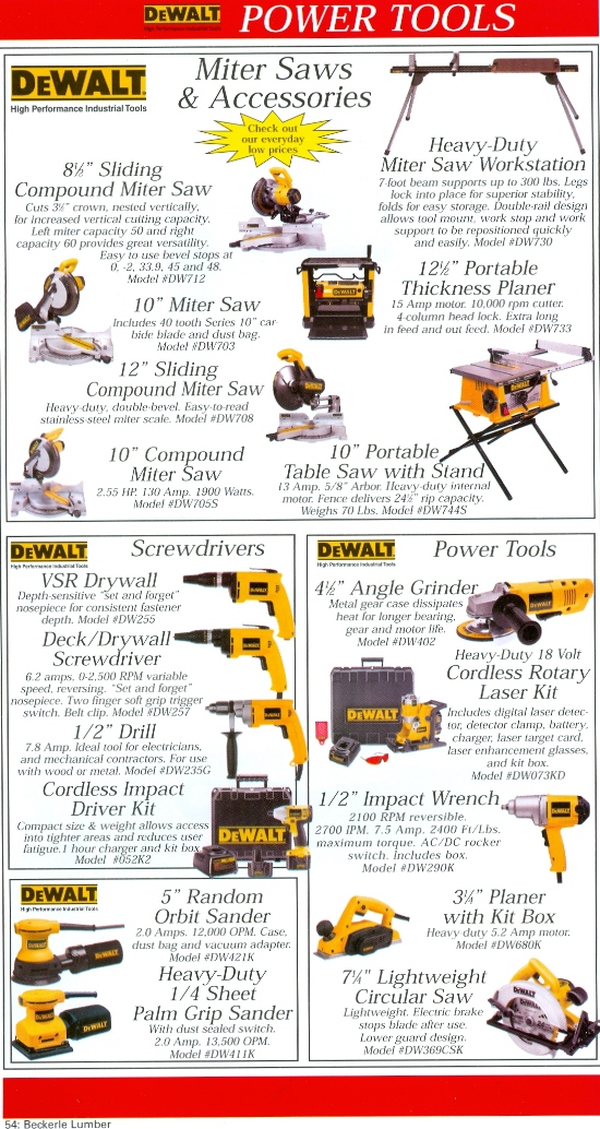 Beckerle Lumber Source Book - DEWALT Power Tools