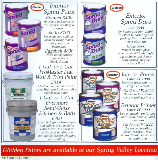 Beckerle Lumber Source Book - Glidden Paint