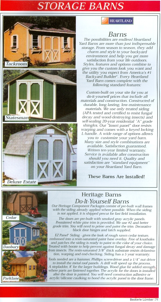 Beckerle Lumber Source Book - Storage Barns