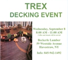 TREX DECKING EVENT
            - last date left!
            - Wednesday September 8 / HAVERSTRAW