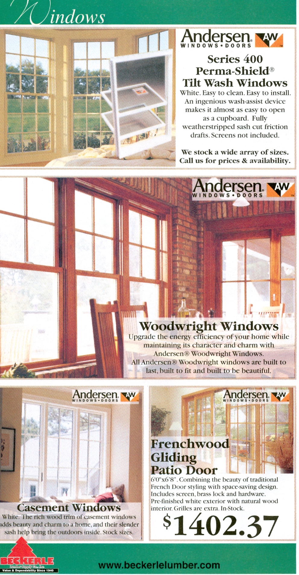 Beckerle lumber Grand Re-Opening activities continue...
                  Windows,Doors,Kitchens....
                                      come on in now and save some money