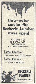 Beckerle Lumber - AFTER July 4 1959 FIRE
                                - OPEN for business 
                                 - July 6 1959