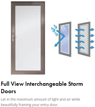 Full View Interchangeable Storm Doors